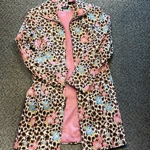 Nicole vintage leopard print/ Floral trench coat